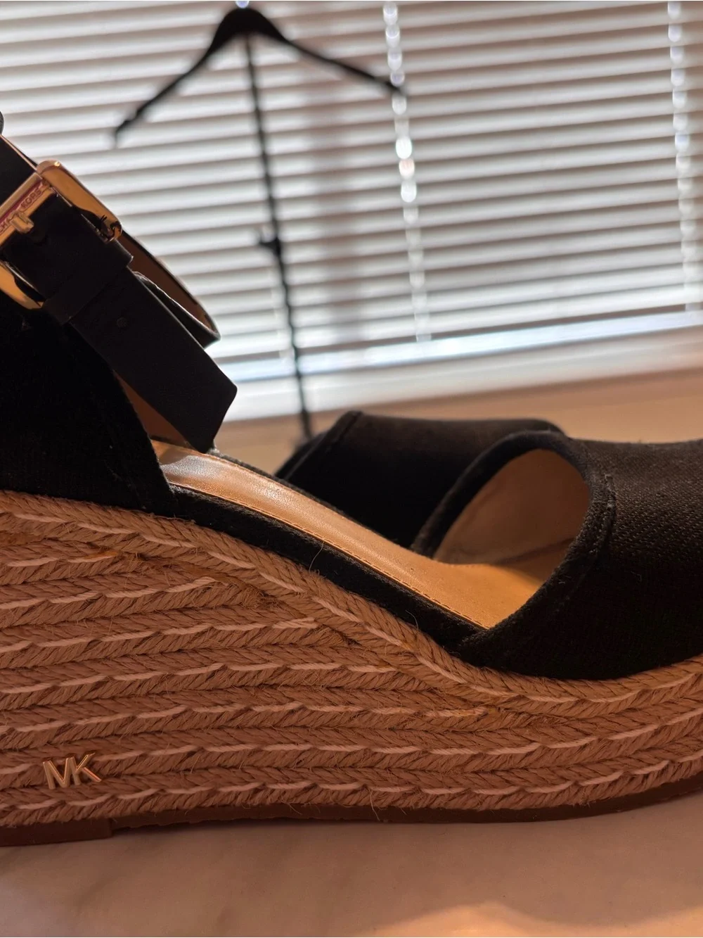 Michael Kors Black Espadrille Wedge Sandals – Ankle Strap Platform Heels